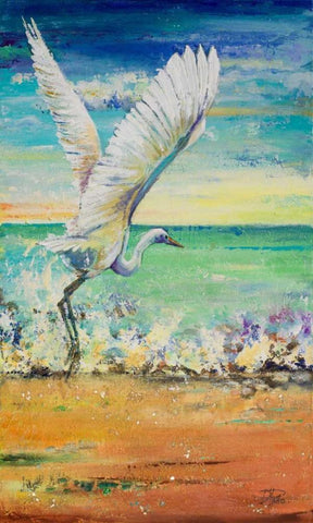 Great Egret I White Modern Wood Framed Art Print with Double Matting by Pinto, Patricia