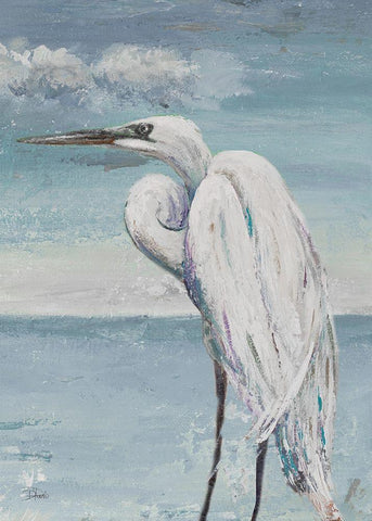 Great Egret Standing Black Ornate Wood Framed Art Print with Double Matting by Pinto, Patricia