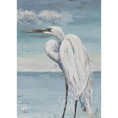 Great Egret Standing Black Modern Wood Framed Art Print with Double Matting by Pinto, Patricia