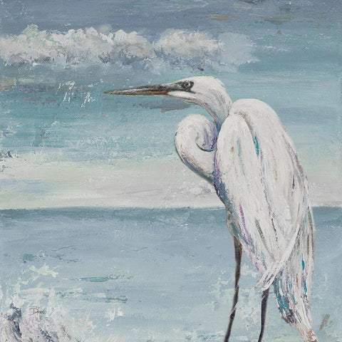 Great Egret Standing White Modern Wood Framed Art Print with Double Matting by Pinto, Patricia