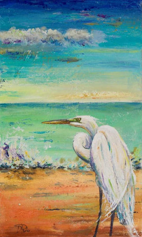 Great Egret II White Modern Wood Framed Art Print with Double Matting by Pinto, Patricia