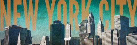 NY City Blue White Modern Wood Framed Art Print with Double Matting by Biscardi, Nicholas