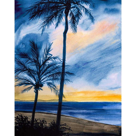 Blue Tropic Nights I Black Modern Wood Framed Art Print by Baliko, Linda