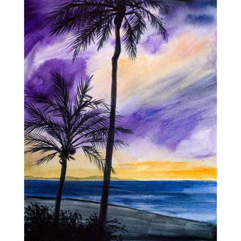 Tropic Nights I Gold Ornate Wood Framed Art Print with Double Matting by Baliko, Linda