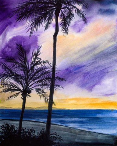 Tropic Nights I White Modern Wood Framed Art Print with Double Matting by Baliko, Linda