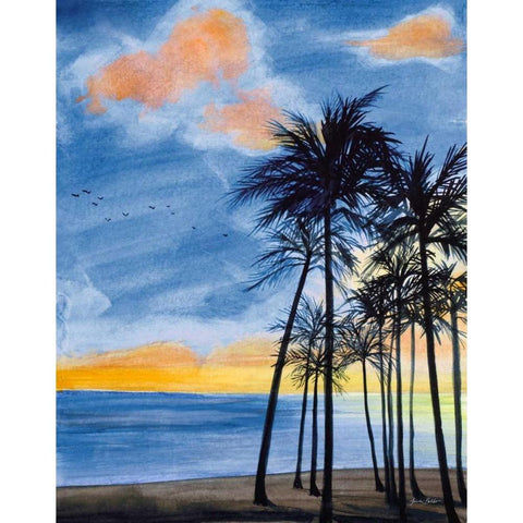 Blue Tropic Nights II Black Modern Wood Framed Art Print by Baliko, Linda