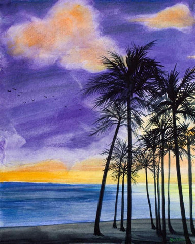 Tropic Nights II Black Ornate Wood Framed Art Print with Double Matting by Baliko, Linda