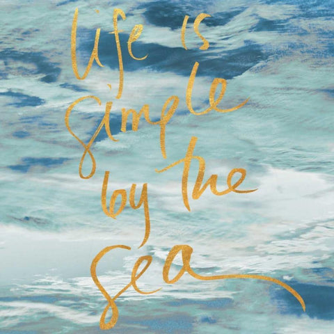 Life is Simple By the Sea Black Modern Wood Framed Art Print with Double Matting by Mansfield, Kathy