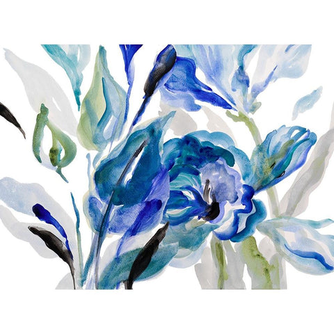 Delicate Blue Garden White Modern Wood Framed Art Print by Loreth, Lanie