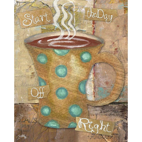 Coffee Collage II Black Modern Wood Framed Art Print with Double Matting by Medley, Elizabeth