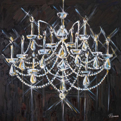 Chandelier II Gold Ornate Wood Framed Art Print with Double Matting by French-Roussia, Heather A.