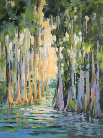 Through the Marsh II White Modern Wood Framed Art Print with Double Matting by Slivka, Jane