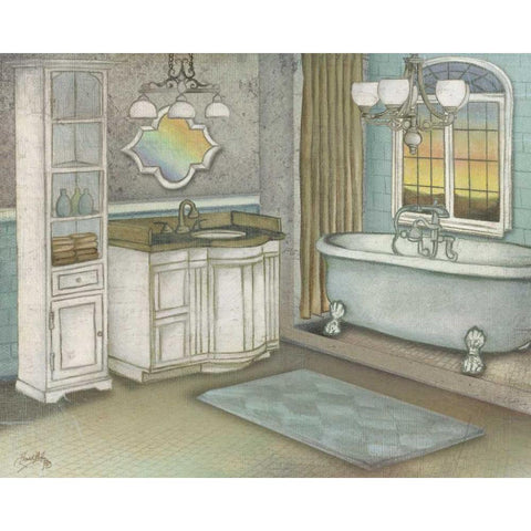 Pastel Bath I Gold Ornate Wood Framed Art Print with Double Matting by Medley, Elizabeth