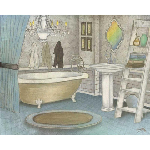 Pastel Bath II Black Modern Wood Framed Art Print with Double Matting by Medley, Elizabeth