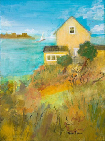 Home By the Sea White Modern Wood Framed Art Print with Double Matting by Maria, Robin