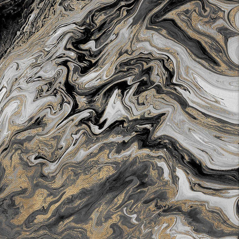 Gold Glimpse Marble Black Modern Wood Framed Art Print by Mercado, M.