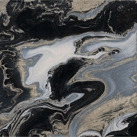 Midnight Marble White Modern Wood Framed Art Print by Mercado, M.