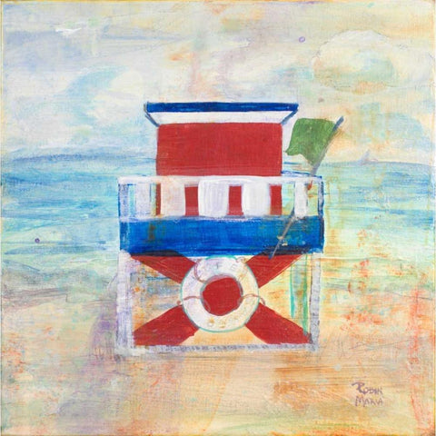 Lifeguard Stand Black Modern Wood Framed Art Print with Double Matting by Maria, Robin