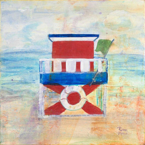 Lifeguard Stand White Modern Wood Framed Art Print with Double Matting by Maria, Robin