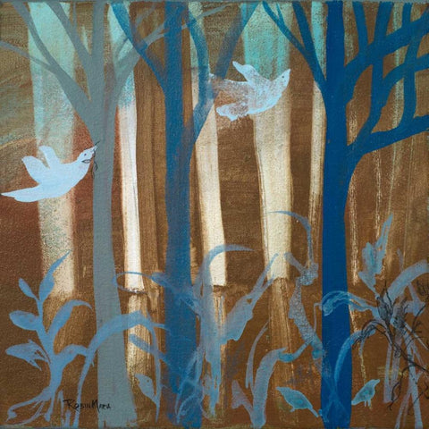Peaceful Morning Black Modern Wood Framed Art Print by Maria, Robin