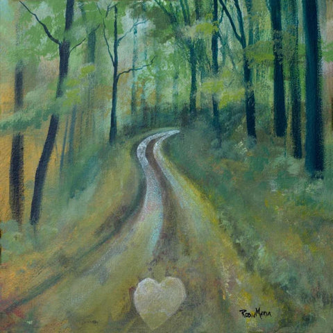 Heart on the Path Black Modern Wood Framed Art Print with Double Matting by Maria, Robin