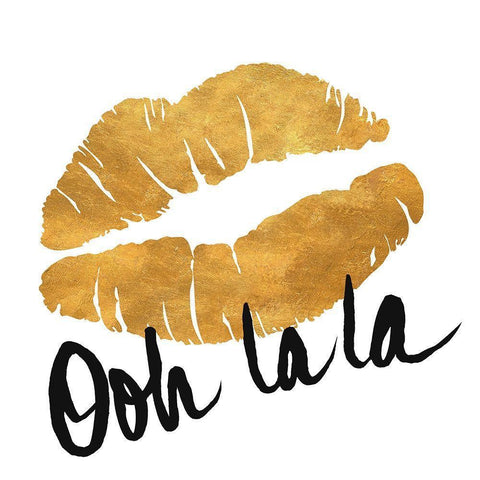 Ooh La La Lips Gold Ornate Wood Framed Art Print with Double Matting by SD Graphics Studio