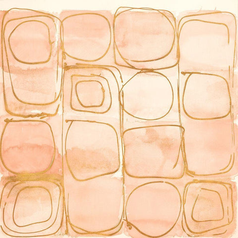 Circular Squares of Peach White Modern Wood Framed Art Print by Loreth, Lanie