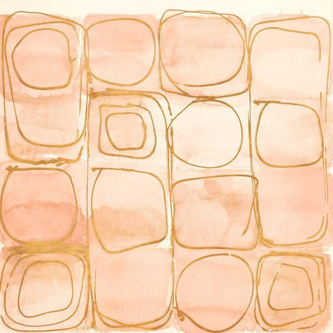 Circular Squares of Peach White Modern Wood Framed Art Print with Double Matting by Loreth, Lanie