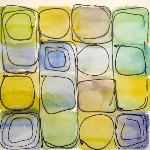 Circular Square I Black Ornate Wood Framed Art Print with Double Matting by Loreth, Lanie