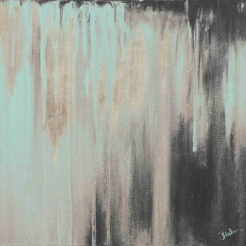 Teal Paysage I Black Modern Wood Framed Art Print with Double Matting by Pinto, Patricia