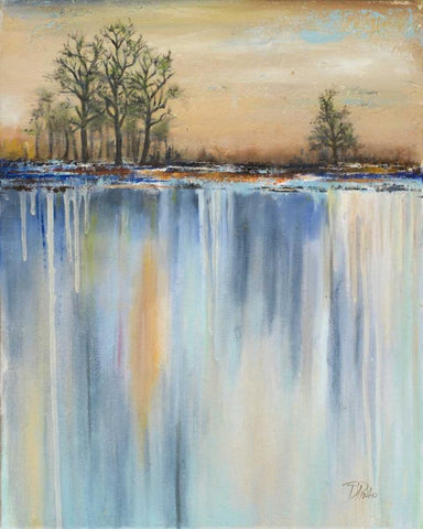 Paysage II White Modern Wood Framed Art Print with Double Matting by Pinto, Patricia