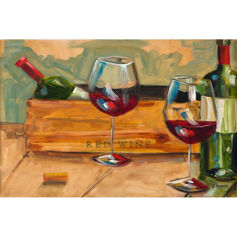 Red Wine Black Modern Wood Framed Art Print with Double Matting by French-Roussia, Heather A.