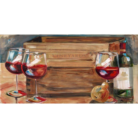 Vineyard Wine Black Modern Wood Framed Art Print with Double Matting by French-Roussia, Heather A.