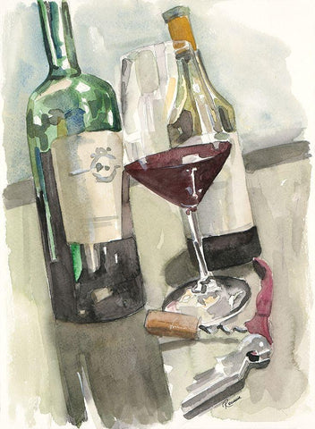 Wine Series II White Modern Wood Framed Art Print with Double Matting by French-Roussia, Heather A.