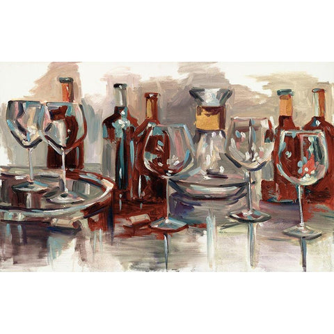 Evening Wine White Modern Wood Framed Art Print by French-Roussia, Heather A.