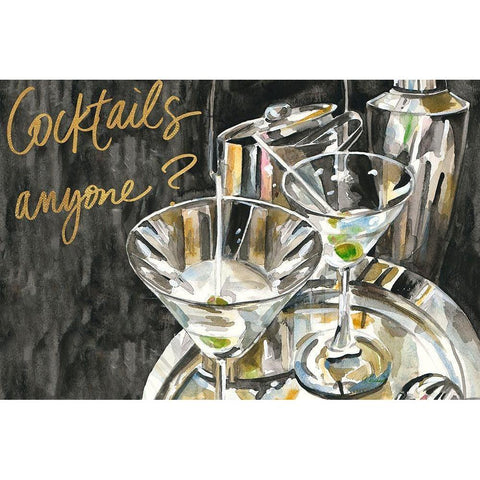 Cocktails Anyone? Black Modern Wood Framed Art Print by French-Roussia, Heather A.
