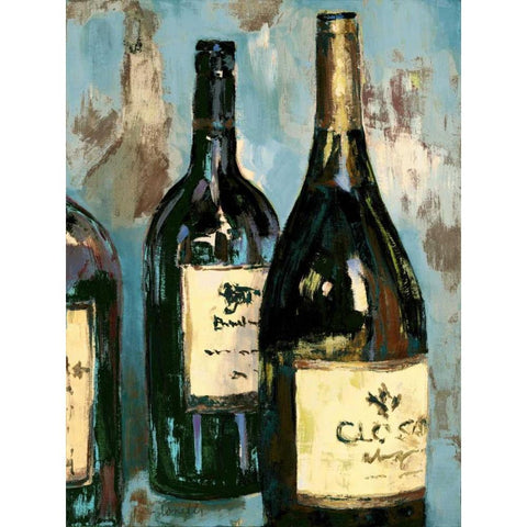 Time for Wine on Blue I Black Modern Wood Framed Art Print with Double Matting by Loreth, Lanie