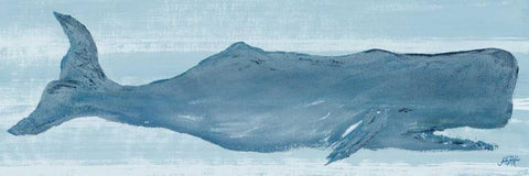 Blue Whale I White Modern Wood Framed Art Print with Double Matting by DeRice, Julie