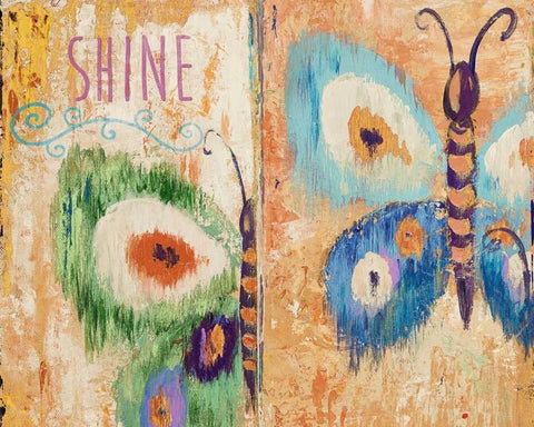 Ikat Flutter Shine White Modern Wood Framed Art Print with Double Matting by Pinto, Patricia