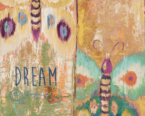 Ikat Flutter Dream White Modern Wood Framed Art Print with Double Matting by Pinto, Patricia