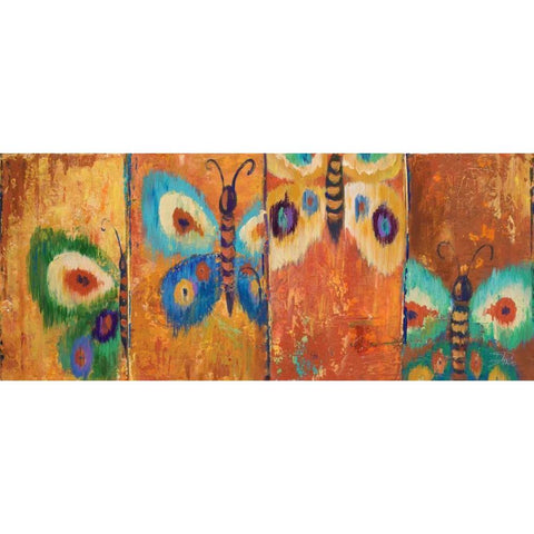 Ikat Flutter Black Modern Wood Framed Art Print with Double Matting by Pinto, Patricia