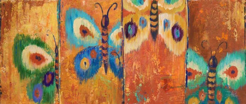 Ikat Flutter White Modern Wood Framed Art Print with Double Matting by Pinto, Patricia