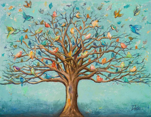 Migration White Modern Wood Framed Art Print with Double Matting by Pinto, Patricia