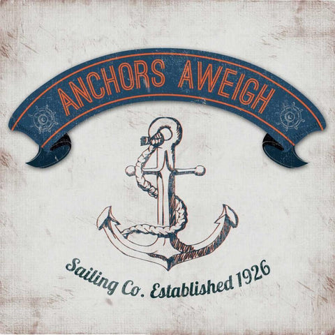 Anchors Aweigh Border Black Modern Wood Framed Art Print with Double Matting by Everett, Tiffany