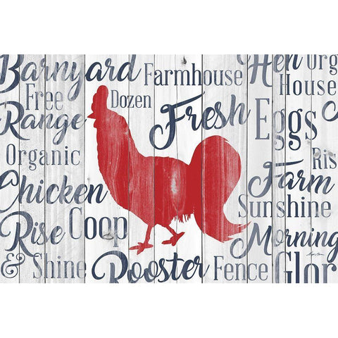 Kitchen Rooster White Modern Wood Framed Art Print by Edwins, Hugo