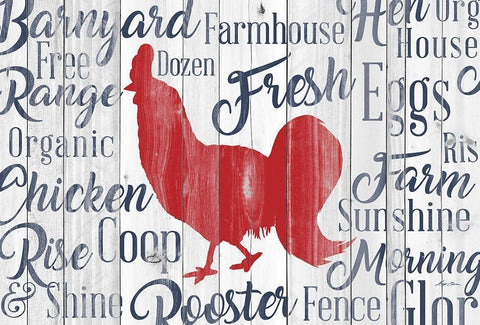 Kitchen Rooster White Modern Wood Framed Art Print with Double Matting by Edwins, Hugo