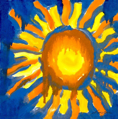 Sun Series I Black Ornate Wood Framed Art Print with Double Matting by Edwins, Hugo