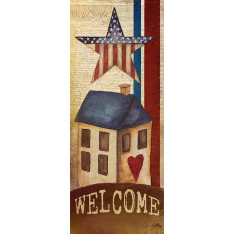 Welcome Home America I Gold Ornate Wood Framed Art Print with Double Matting by Medley, Elizabeth