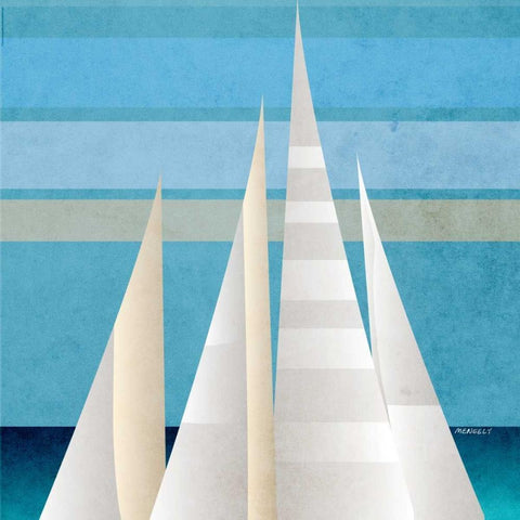 Main Sail Harbor I Black Modern Wood Framed Art Print with Double Matting by Meneely, Dan