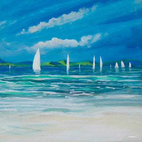 Sail Away Beach II Black Modern Wood Framed Art Print by Meneely, Dan